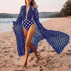 INS 2025 Nova Moda Praia: Maiô de Uma Peça com Proteção Solar e Saída de Praia de Manga Longa em Malha para Mulheres (Pr