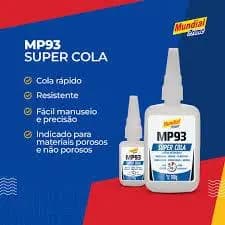 Cola Madeira Vidro Porcelana Borracha Unhas Postiças  Cola Adesiva Instantânea 20G MP93 Secagem Rapido