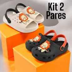 Kit 2 Pares, Sandália Babuche Slide Papete Infantil Menino Confortável Leve Macio