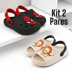 Kit 2 Pares, Sandália Babuche Slide Infantil Menino Confortável Leve Macio Casual