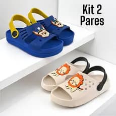 Kit 2 Pares , Babuche Papete Slide Sandália Infantil Menino Macia Leve Confortavel