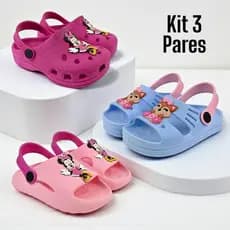 Kit 3, Sandálias Babuche Slide Papete Infantil Menina Macia Leve Confortável Casual