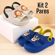 Kit 2 Pares , Babuche Papete Slide Infantil Menino Macio leve Confortável Casual
