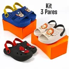 Kit 3, Pares Sandália Babuche Slide Papete Infantil Menino Leve Macio Confortável Casual