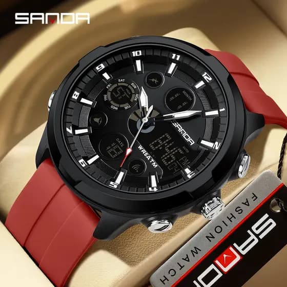 Relógio De Pulso Digital SANDA Top Brand G Style Men 50M À Prova D'água Para Homens De Dupla Exposição 9053-1