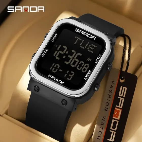 SANDA 9081 Relógio Digital Masculino Multifuncional De Pulso Calendário 50M À Prova D'água Despertador Esportes Eletrôni