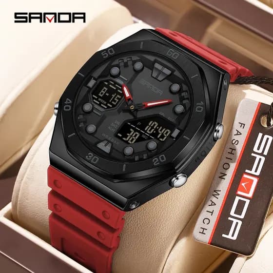 SANDA 6306 Novo Relógio Eletrônico Despertador Multifuncional Esportivo Estudante À Prova D'água-39