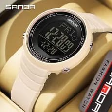 SANDA 9073 Nova Moda Estudante Relógio Eletrônico Grande Mostrador À Prova D'água LED Digital-8