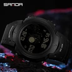 SANDA 2155 Digital Sports Boy Student Men LED Relógios De Pulso Relógio Multifuncional Eletrônico Luminoso À Prova D'águ
