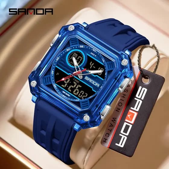 SANDA 6382 Masculino Casual Esporte Relógio De Quartzo Multi Modo Cronômetro Dual Time Readout Night Bright Pulso Para H