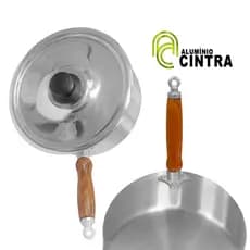 Panela Aluminio Grosso Polida Cabo de Madeira 20cm