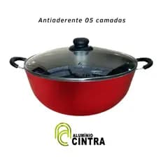 TACHO PANELA CAÇAROLA WOK TEFLON ANTIADERENTE Nº32CM TAMPA VIDRO