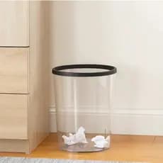 Lixeira Transparente Plástica Anel Fixador 10L Compacta Banheiro Cozinha Escritório Multiuso