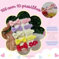 Kit 10 Mini Lacinhos com Borrachinha Antideslizante Laço Bebê Menina Não Escorrega