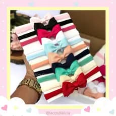Kit com 10 Faixinhas Bebê Laço Gravatinha Duplo