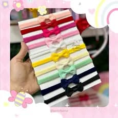 Kit 10 Faixinhas de Bebê com Laço Faixa Meia de Seda Laços Coloridos Recém-nascida a Infantil
