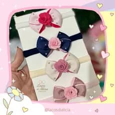 Kit Faixinhas Infantis com Laço e Flor Bebê Delicadas e Confortáveis