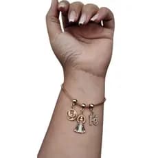 Pulseira Dourada Ajustável Aparecida Fé Com Strass