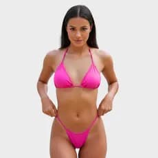 Biquíni Feminino Fio Dental Liso Cavado Estilo Virgínia Fonseca Sem Bojo Calcinha Forrada Moda Praia