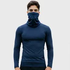 Kit Bandana Balaclava Unissex Proteção Rosto Pescoço + Camisa Térmica Malha Fria Manga Longa Inverno