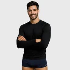 Kit Camiseta Masculina Proteção Uv50 Manga Longa + Sunga Tradicional Lisa Forrada Moda Praia Natação