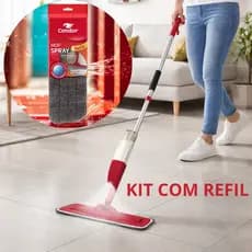 KIT MOP SPRAY CONDOR + REFIL DE MICROFIBRA ORIGINAL LIMPEZA FÁCIL SEM SUJAR AS MÃOS ESFREGÃO SPRAY