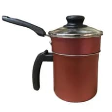 Panela de Cuscuz Mini Cuscuzeiro Individual  Leiteira em Alumínio Com Tampa de Vidro Linha Color