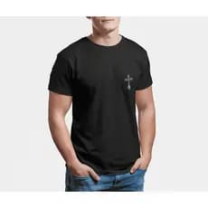 Camiseta masculina estampada cruz básica 100% algodao reforço no ombro envio rapido