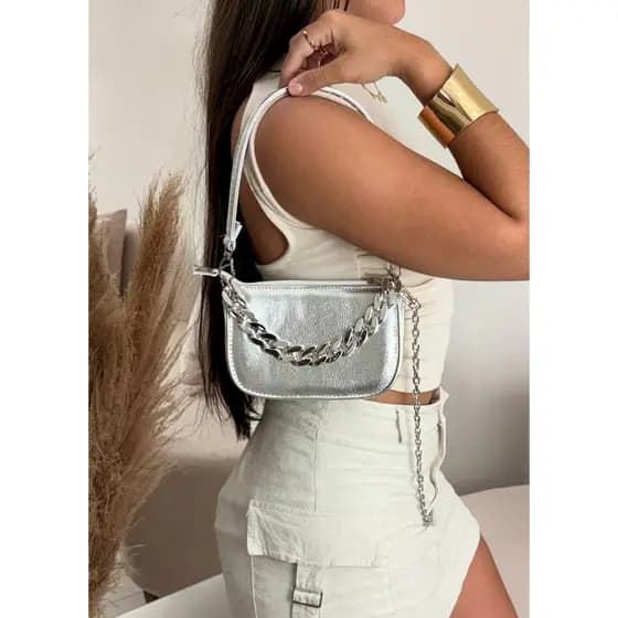 Bolsa feminina pequena com corrente alça de ombro e transversal luxo elegante bolsa festa