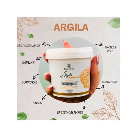Skin Care Argila 100% Natural Blue Moon 100g Cor: Dourada