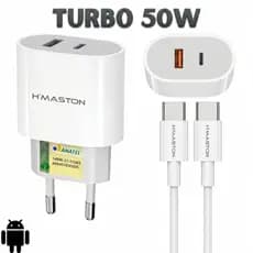 Carregador Turbo Tipo C Carregador Tipo C 50W USB-C Super Rápido para Android