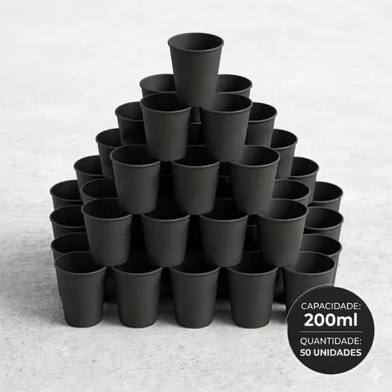 Kit Copos Plásticos Reutilizáveis 200ml para Festa Escola Almoço Eventos