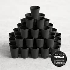 Kit Copos Plásticos Reutilizáveis 200ml para Festa Escola Almoço Eventos