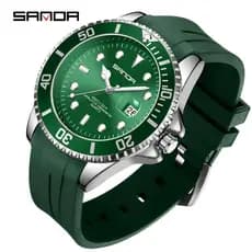 SANDA 7018 Moda Negócios Masculino Relógio De Quartzo À Prova D'água Luz Noturna Relógios De Calendário Único-1
