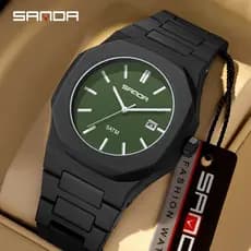 SANDA 9091 Relógio De Quartzo Elegante Para Homens , Mostrador Simples Octogonal À Prova D'água 5ATM , Estudante Fosco-3