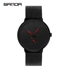 SANDA1059 Relógio De Quartzo Masculino Ultrafino À Prova D'água Simples casual De Negócios Malha De Aço Com Segundo Most