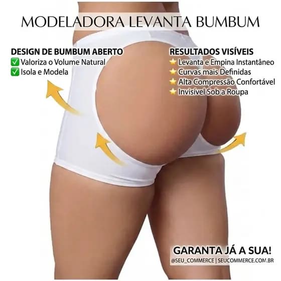 calcinha empina e modela natural aumenta  glúteo  BUMBUM FERFEITO-Roupa íntima