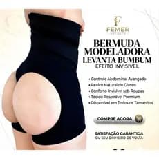 Short Modelador Feminino Efeito Empina Bumbum com Cós Alto Modelador
