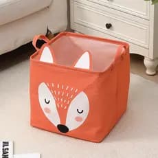 Cesto Organizador de Tecido Canvas com Desenhos Animados para Crianças,Modelo Raposa Vermelha,33*33*33cm