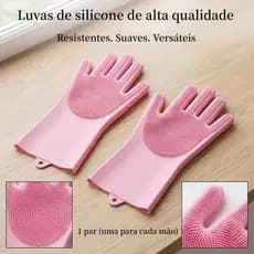 3 Par de Luvas de Silicone com Cerdas Multiuso Ideal para Louça, Pets, Carros e Limpeza Geral