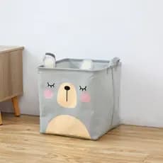 Cesto Organizador de Tecido Canvas com Desenhos Animados para Crianças,ursocinzento33*33*33cm