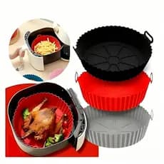 Kit 3 Formas de Silicone Quadrada Assadeira Air Fryer e Forno Forma para Fritadeira Elétrica com Alça