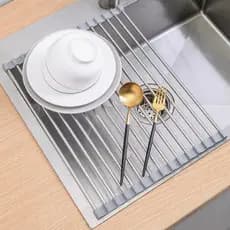 Escorredor de Louça Inox 37cm Dobrável Flexível Multiuso – Esteira para Pia e Alimentos