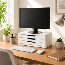 Suporte Para Monitor Mesa 3 Gavetas Ergonômico Escritório