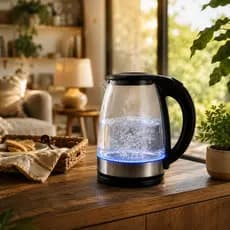 Chaleira Elétrica Vidro 2L 1200W Com LED Desligamento Automático 110V 220V Vidro Resistente
