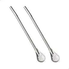 Kit 2 Colher Canudo Inox Para Bomba De Chimarrão Tererê Bebidas Quentes 18cm