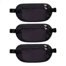Kit 3 Pochete Doleira Antifurto Bolsa Cintura Esporte Corrida Academia Viagem Celular Documentos