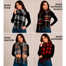 Cachecol Echarpe Manta Xale Lenço Inverno 160cm Xadrez Unissex