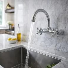 Torneira Ponte de Parede Misturador Para Cozinha em Latão Cromado + Adaptadores 1/2 - 3/4