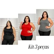 Regata kit 3 PLUS SIZE Dry fit Feminina LISA Nadador Musculação Academia Fitness Ginastica